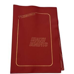 Vintage‎ TWA Trans World Airlines Employee Health Benefits Red Vinyl Folder READ